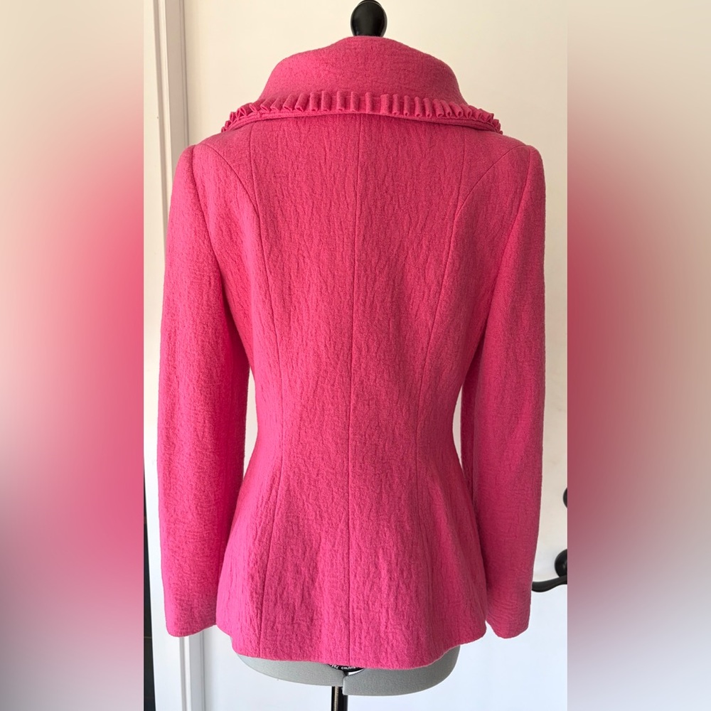 Peggy Jennings VTG felted wool jacket, ribbon-style trim, silk lined, pink, XS - Picture 7 of 17